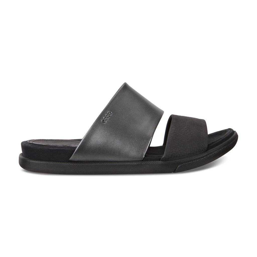 Ecco Damara Womens Flat Sandals In Black/Dark Grey - India UYV-563270